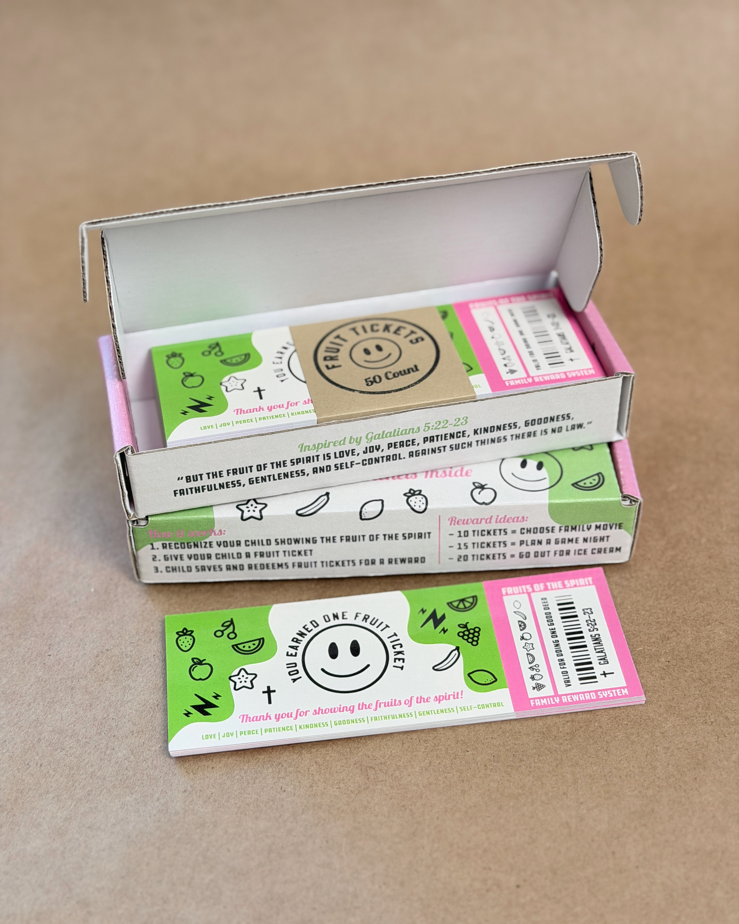 Fruit of the Spirit Family Reward Tickets (50 Count)