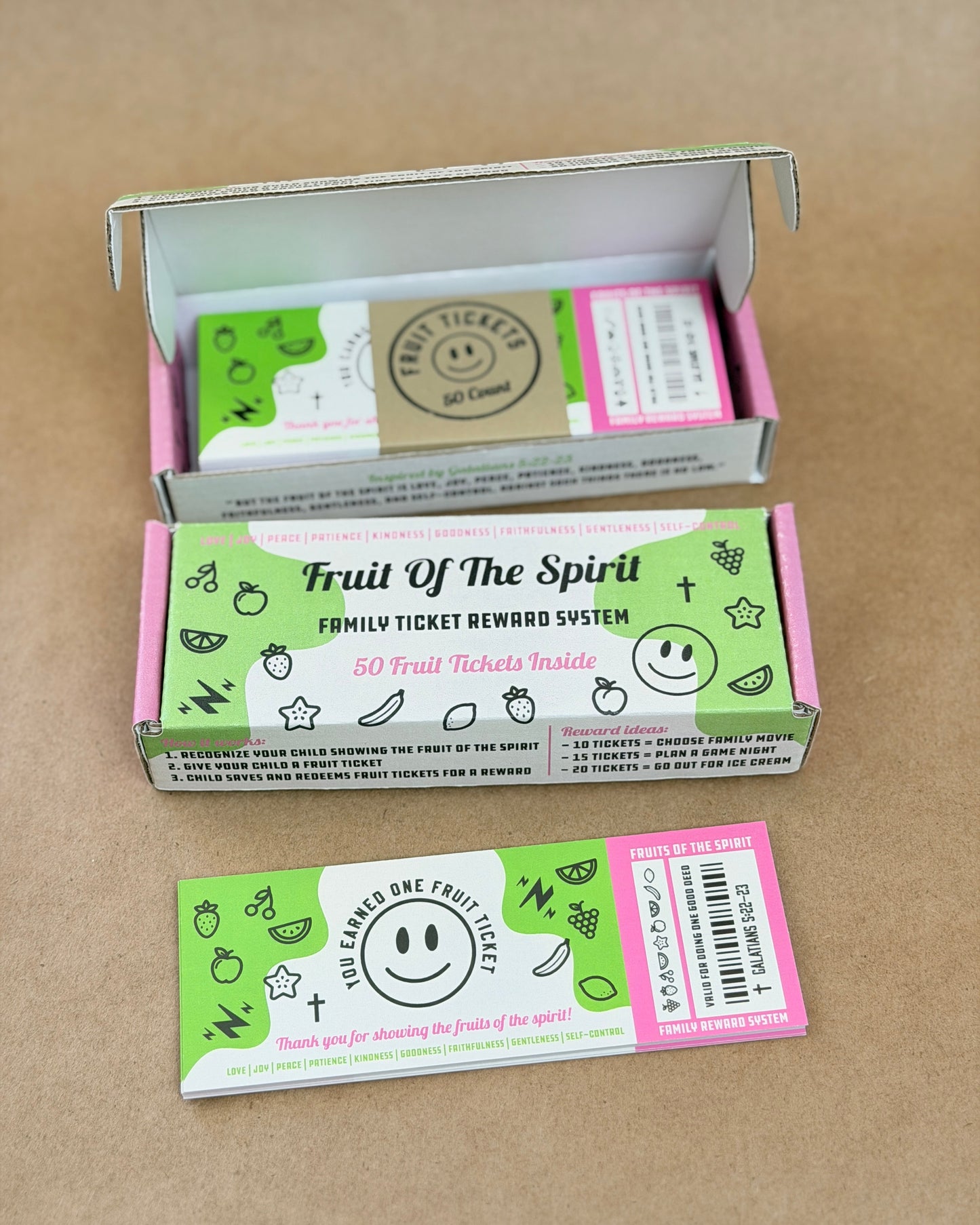 Fruit of the Spirit Family Reward Tickets (50 Count)